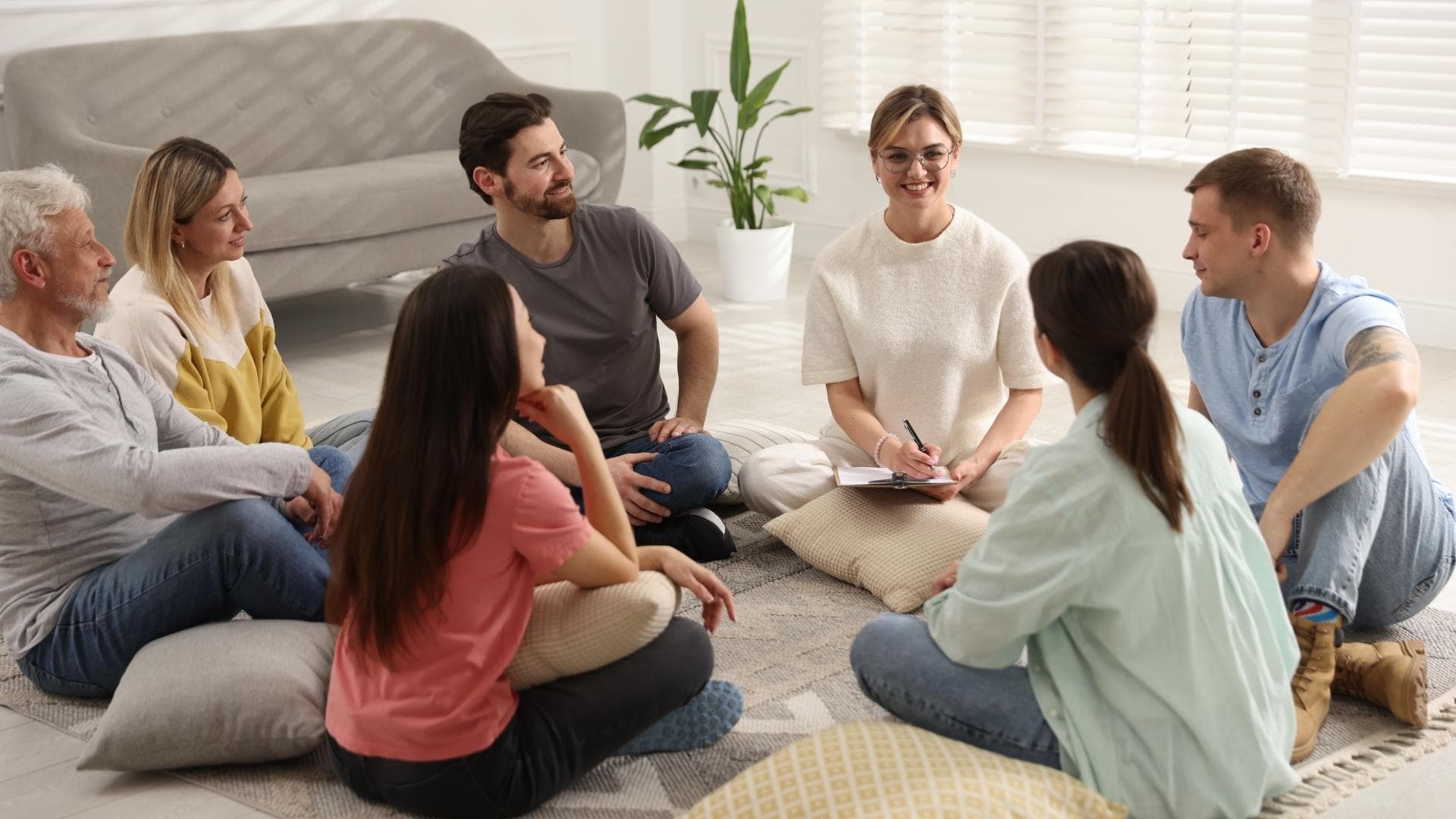 People participating in a supportive mental wellness community